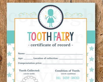 Tooth Fairy Certificate, Tooth Fairy Printable, Tooth Report,Tooth Fairy Report, Lost Tooth Certificate,Tooth Fairy Letter, First Lost Tooth