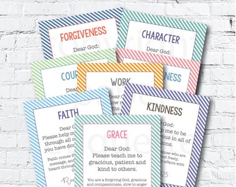 Children's Prayer Cards (40) - Christian Prayer Cards for Kids - Prayer Cards - Bible Verse Cards for Kids - Prayers for Kids -Baptism Gift