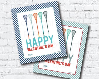 Kid Valentine's Day Cards - Lacrosse Valentine -Sports Valentine - Lax Valentine -Gender Neutral Valentine - Lacrosse Stick Valentine's Day