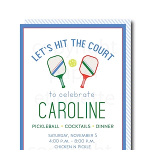 Pickleball Invitaiton, Pickleball Party, Pickleball Birthday Party, Indoor Paddle Party, Paddle Tennis Party, Paddle Ball Birthday Invite