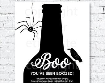 Boo Halloween Sign, You've Been Boozed Sign, Boo Neighbor Sign, Boozed Sign,Spirits Halloween Booed Sign,Halloween Boo Alcohol Neighbor Gift