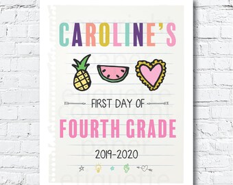 First Day of School Sign, First Day of School, Back to School Sign Printable, First Day Rainbow Letter Sign, Custom 1st Day of School Sign