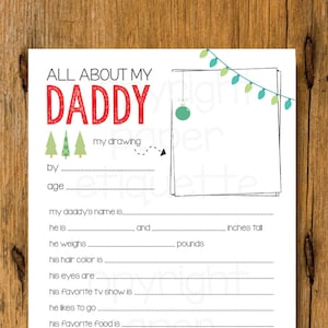 All About My Daddy - kerstcadeau vader - 5 x 7 - print je eigen vaderdagcadeau, vaderdagcadeau, fijne Vaderdag, kindertekening