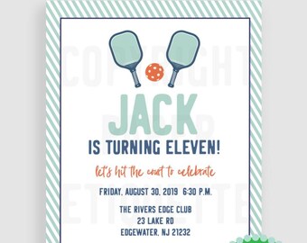 Pickleball Invitaiton, Pickleball Party, Pickleball Birthday Party, Indoor Paddle Party, Paddle Tennis Party, Paddle Ball Birthday Invite