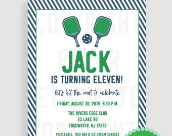 Pickleball Invitaiton, Pickleball Party, Pickleball Birthday Party, Indoor Paddle Party, Paddle Tennis Party, Paddle Ball Birthday Invite