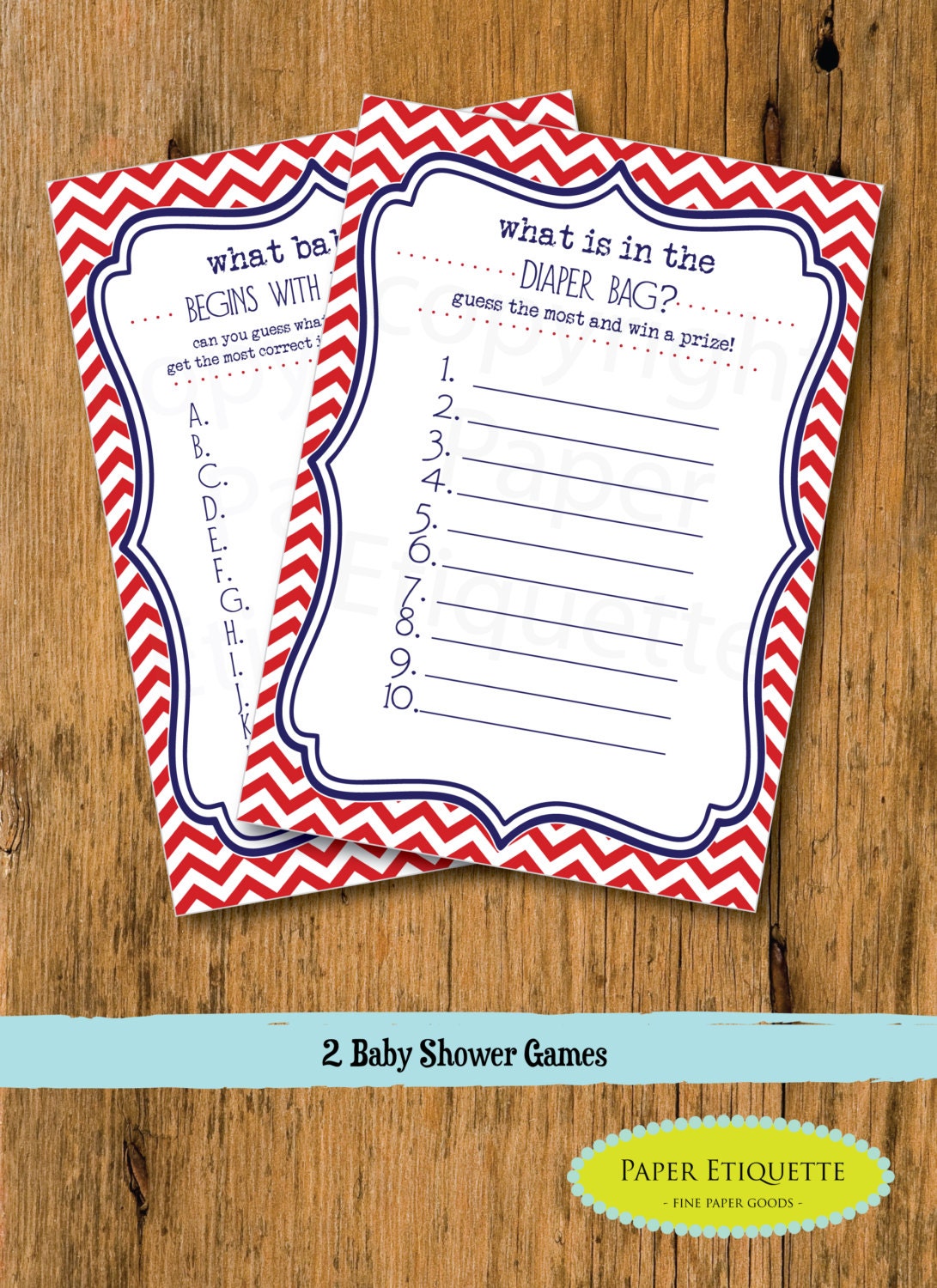 Instant Upload Baby Shower Games Chevron Patriotic Red Etsy