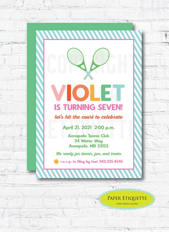 Tennis Invitation - Gender Neutral Tennis Invite,Tennis Birthday Party,Tennis Party,Tennis Match Invite,Summer Birthday Invite, Tennis Party