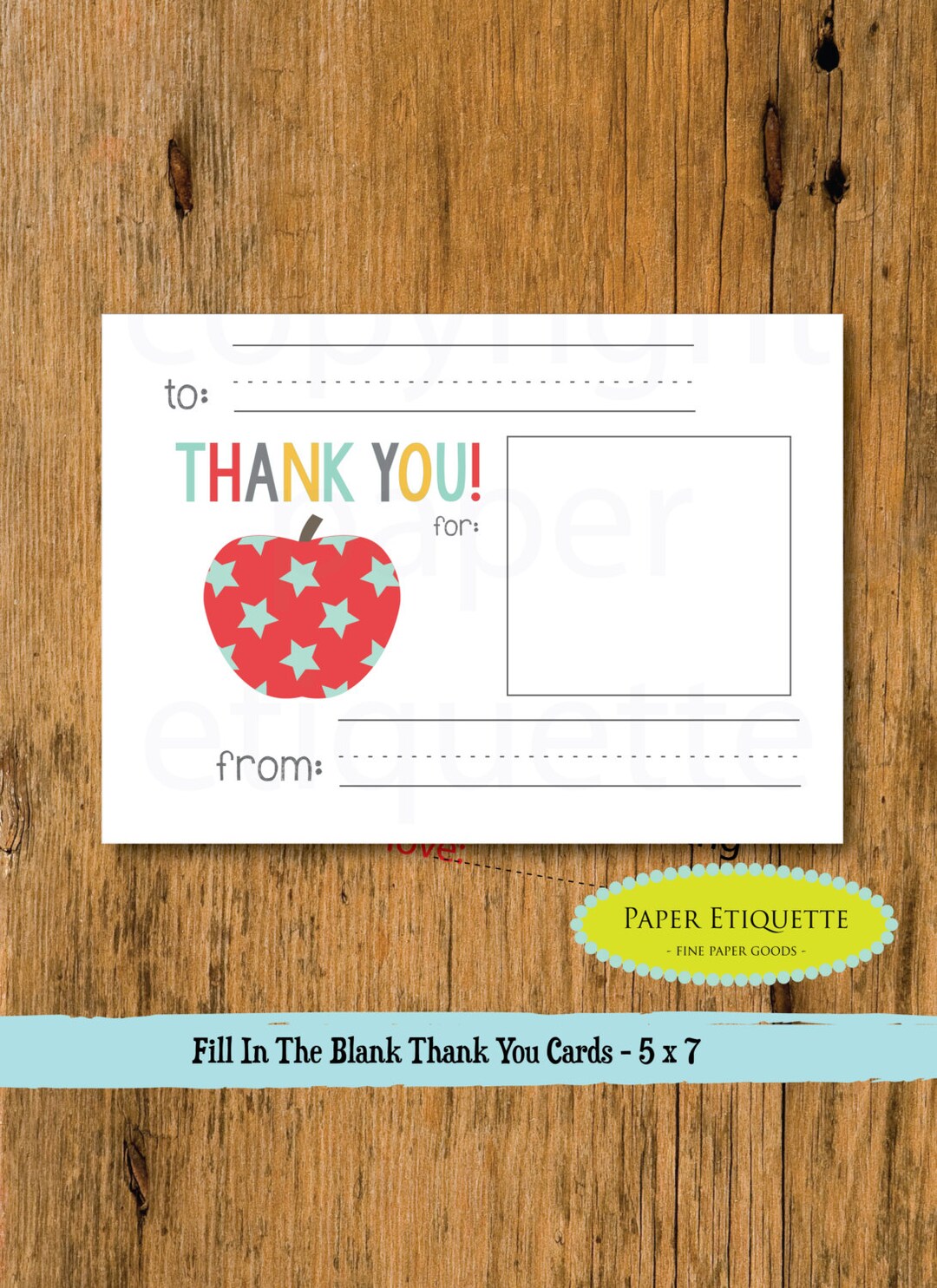 Kid's Fill in the Blank Thank You Card Thank You Custom Children's Card ...