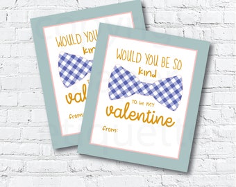 Southern Bowtie Valentine's Day Cards - Gender Neutral Valentine - Middle School Valentine - Elementary Valentine -Kid Classroom Valentine's