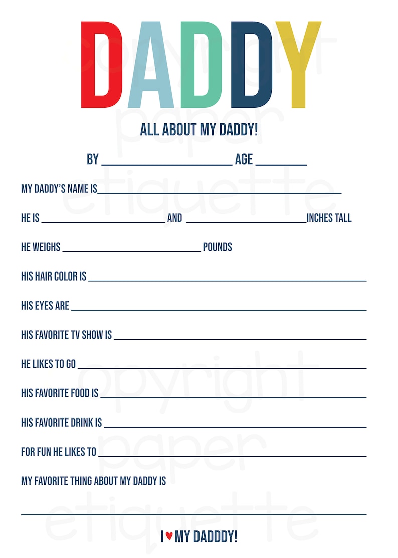 All About My Daddy Template All About My Daddy Template