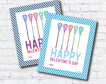 Kid Valentine's Day Cards - Lacrosse Valentine -Sports Valentine - Lax Valentine - Gender Neutral Valentine - Lacrosse Stick Valentine's Day