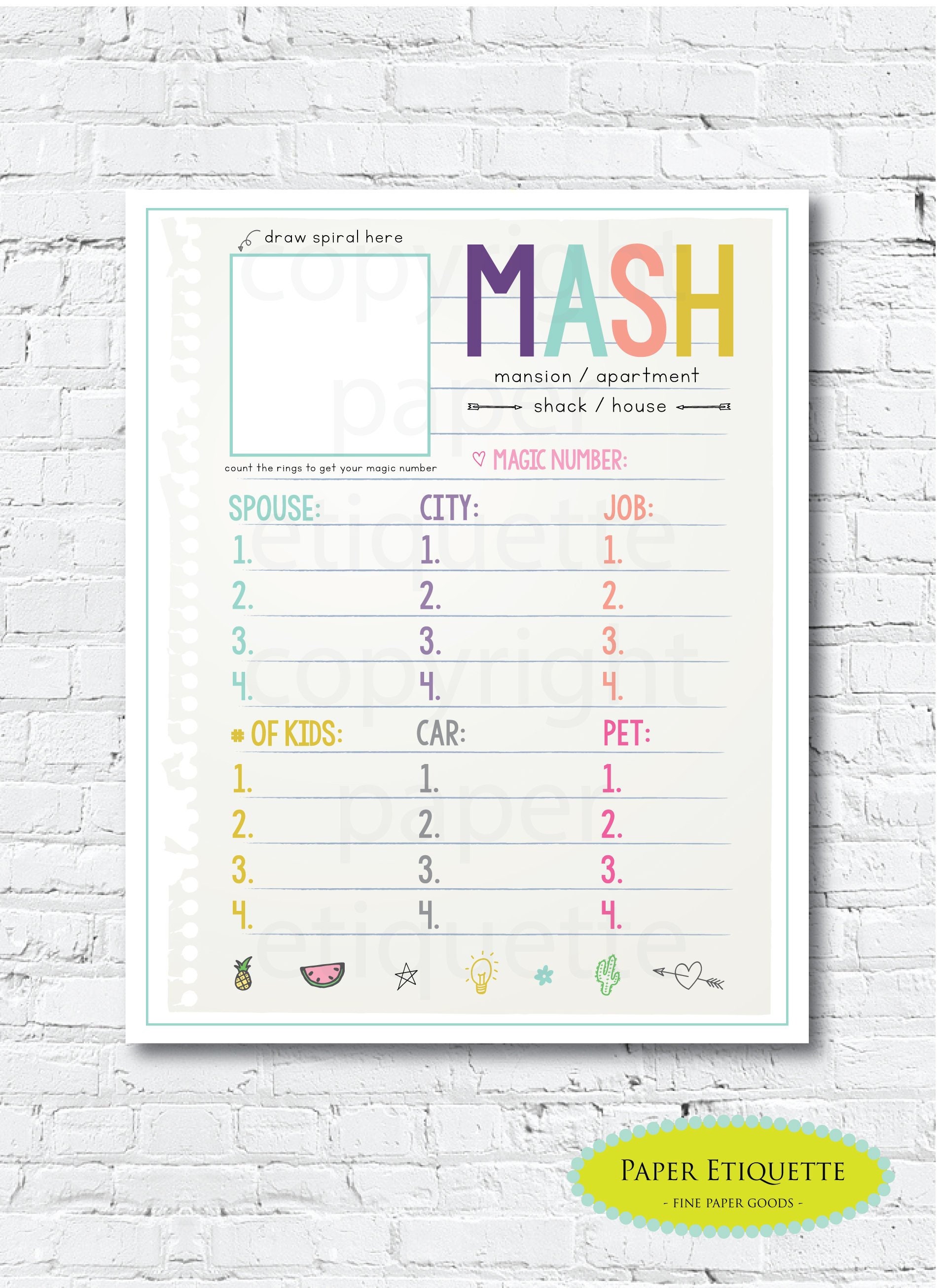 Mash Printable Game