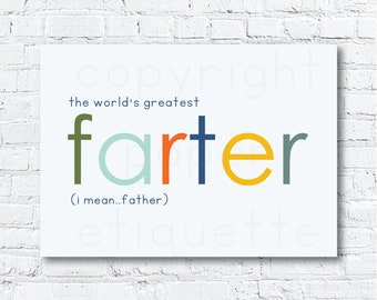 World's Greatest Farter Father, Happy Father's Day Card,Father's Day Gift, Frameable Daddy Card, Virtual Father's Day Gift - StepDad Gift