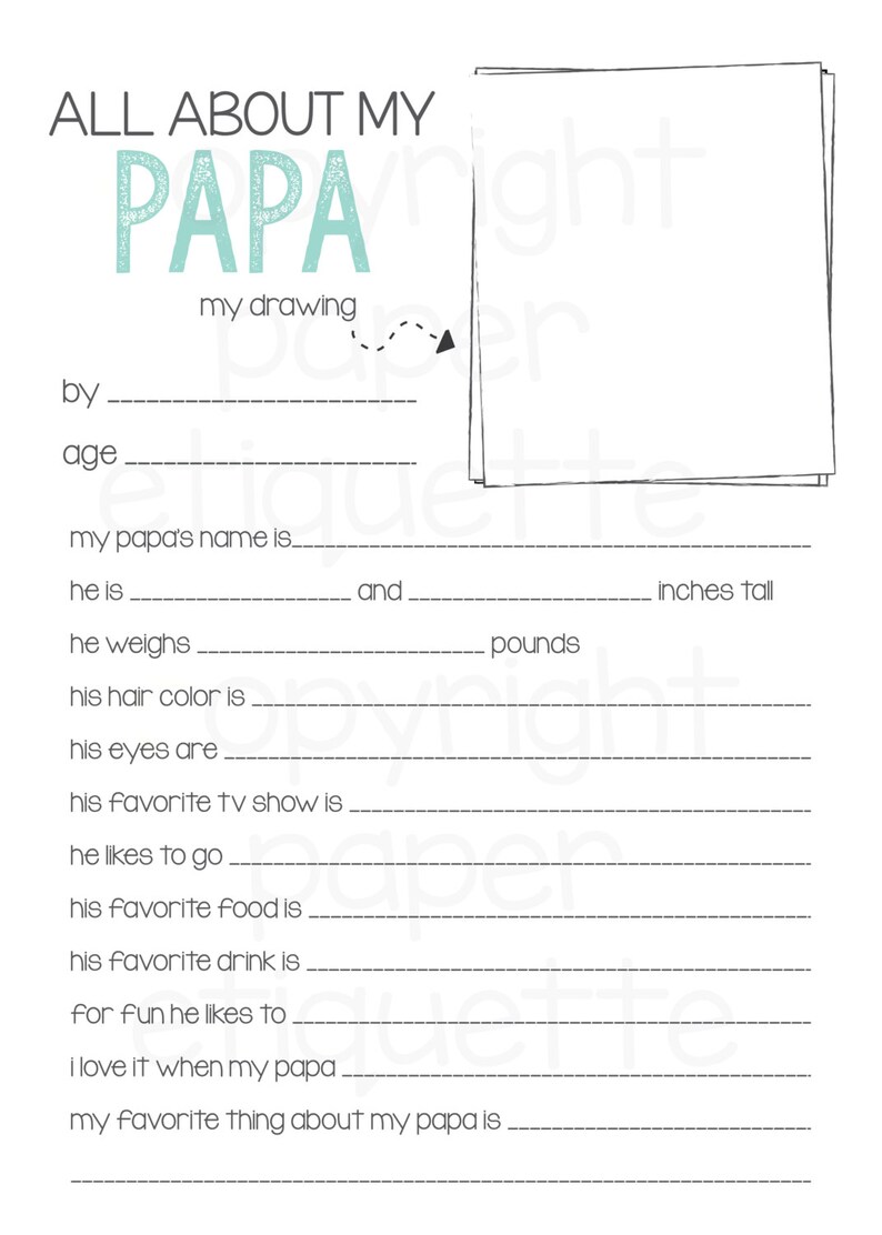 all about my papa fathers day gift 5 x 7 fill etsy