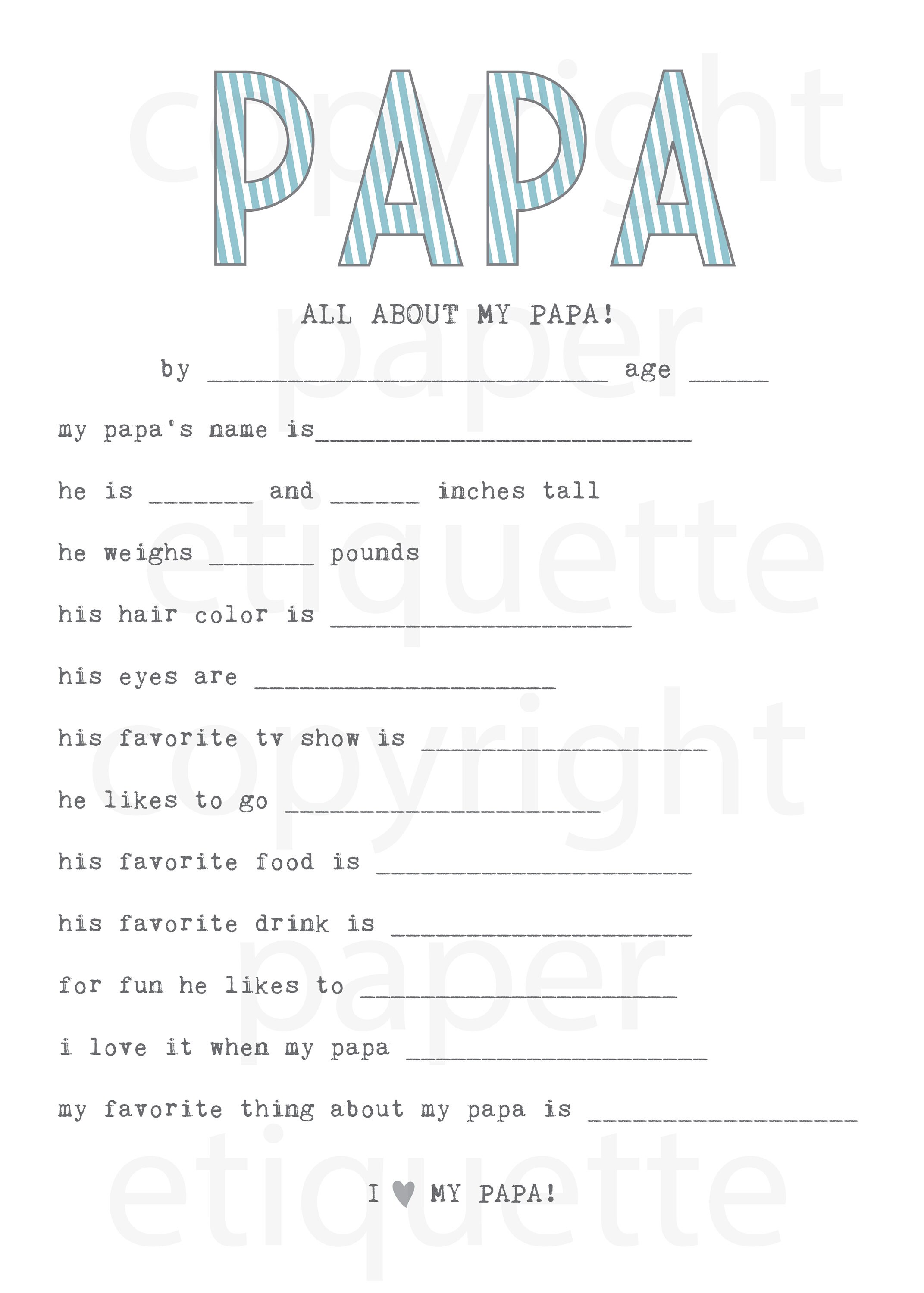 Papa Printable Fathers Day Pinterest Surprise Ideas Diy Things 