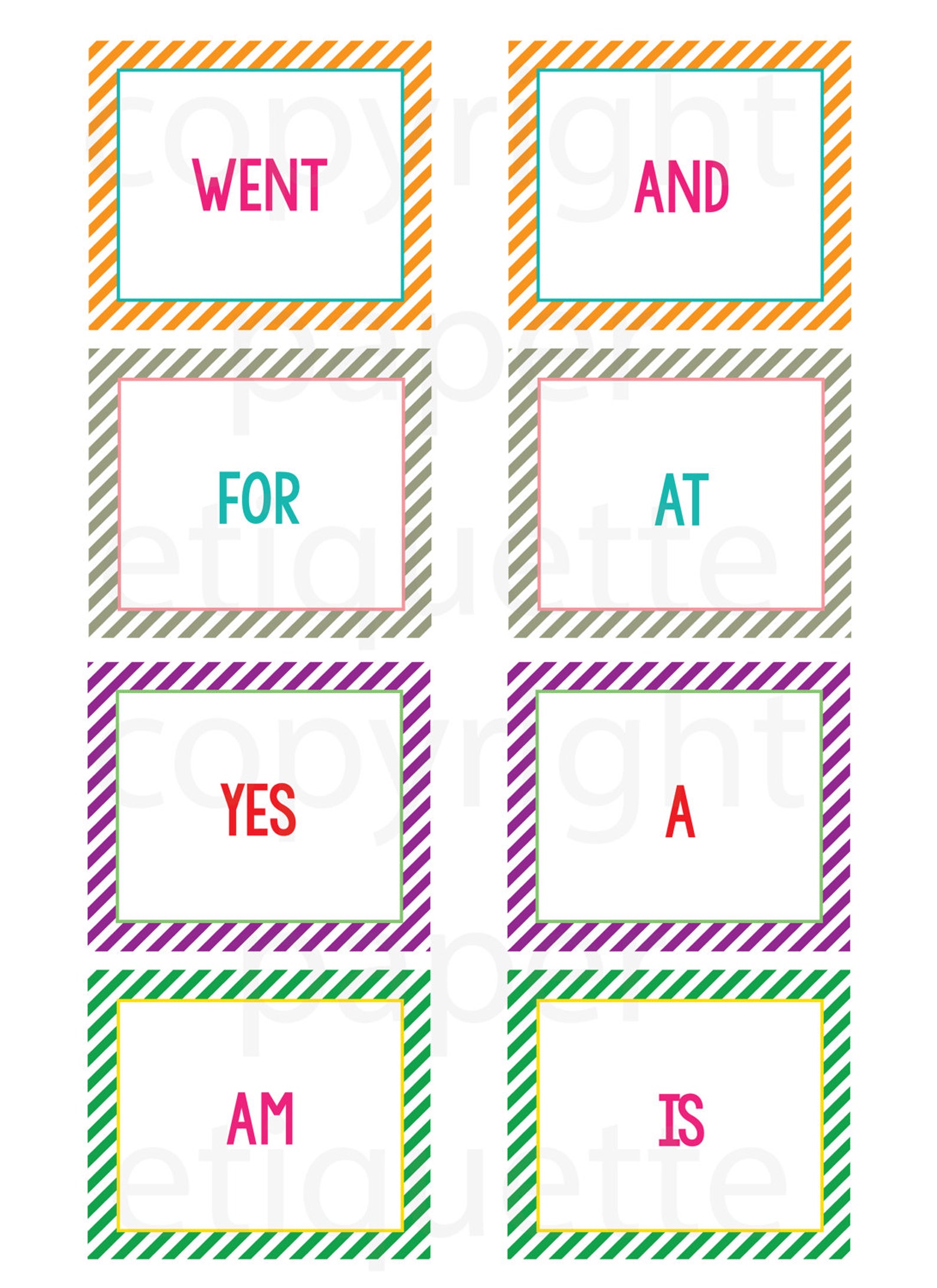 Kindergarten Sight Word Flash Cards Elementary Flash Cards | Etsy