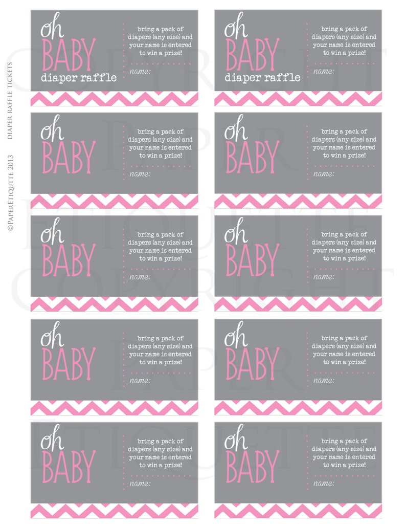 Diaper Raffle Game Pink Baby Shower Game Baby Shower Games Diaper Raffle Pink and Gray INSTANT UPLOAD Baby Shower Pink Diaper Raffle
