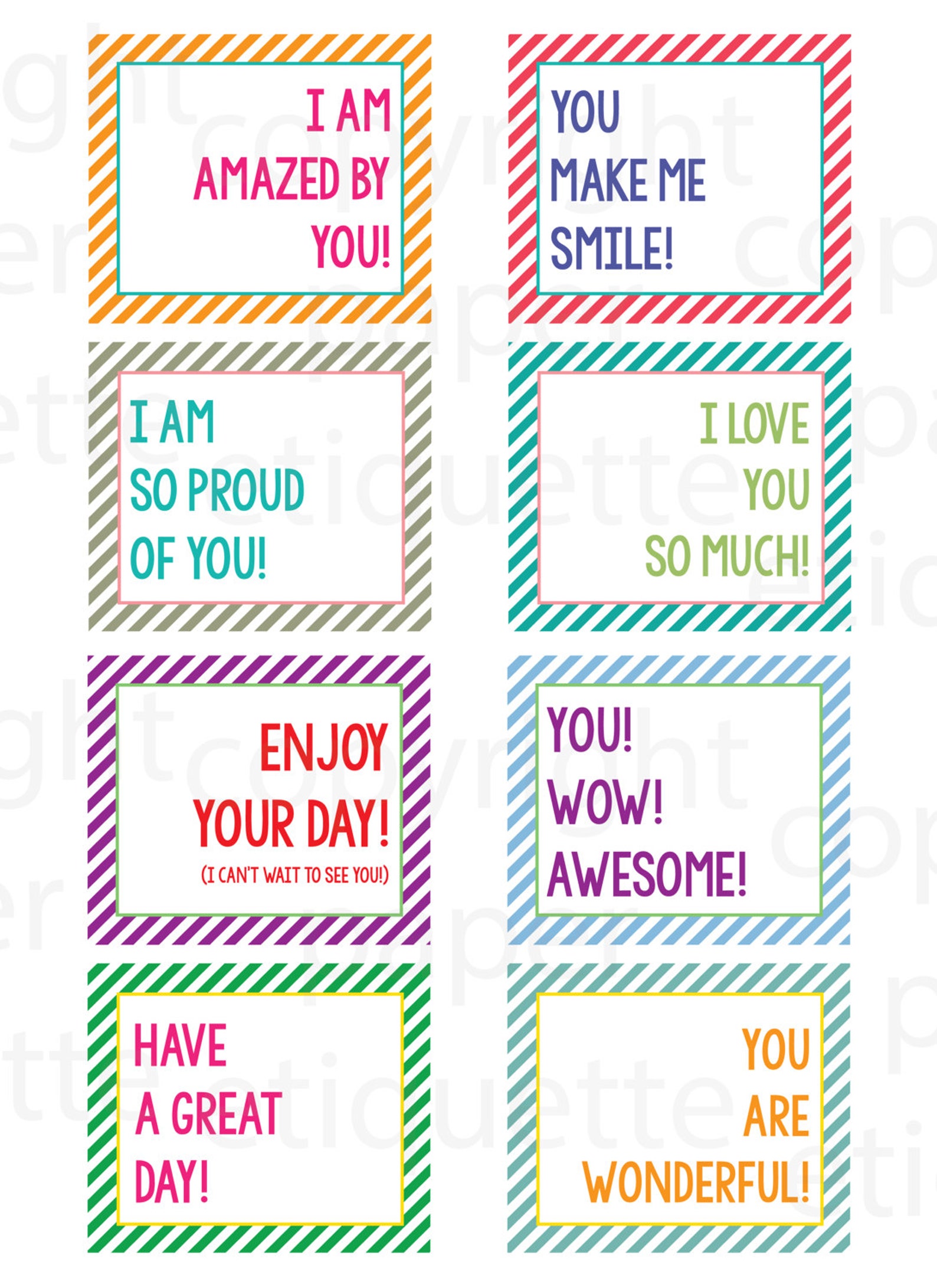 Lunch Box Note Cards Kids Lunch Cards Classroom Notes Cards Etsy