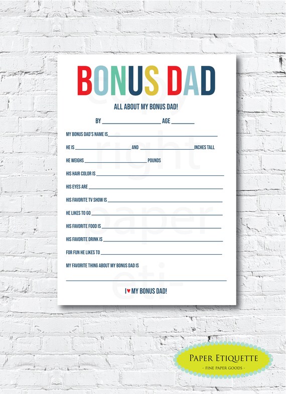 All About My Step Dad Printable Step Dad Father's Day - Etsy Hong Kong