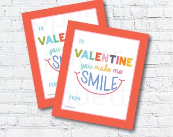 Colorful SMILE Valentine's Day Cards - Gender Neutral Valentine - Middle School Valentine - Preschool Valentine - Kid Classroom Valentine's