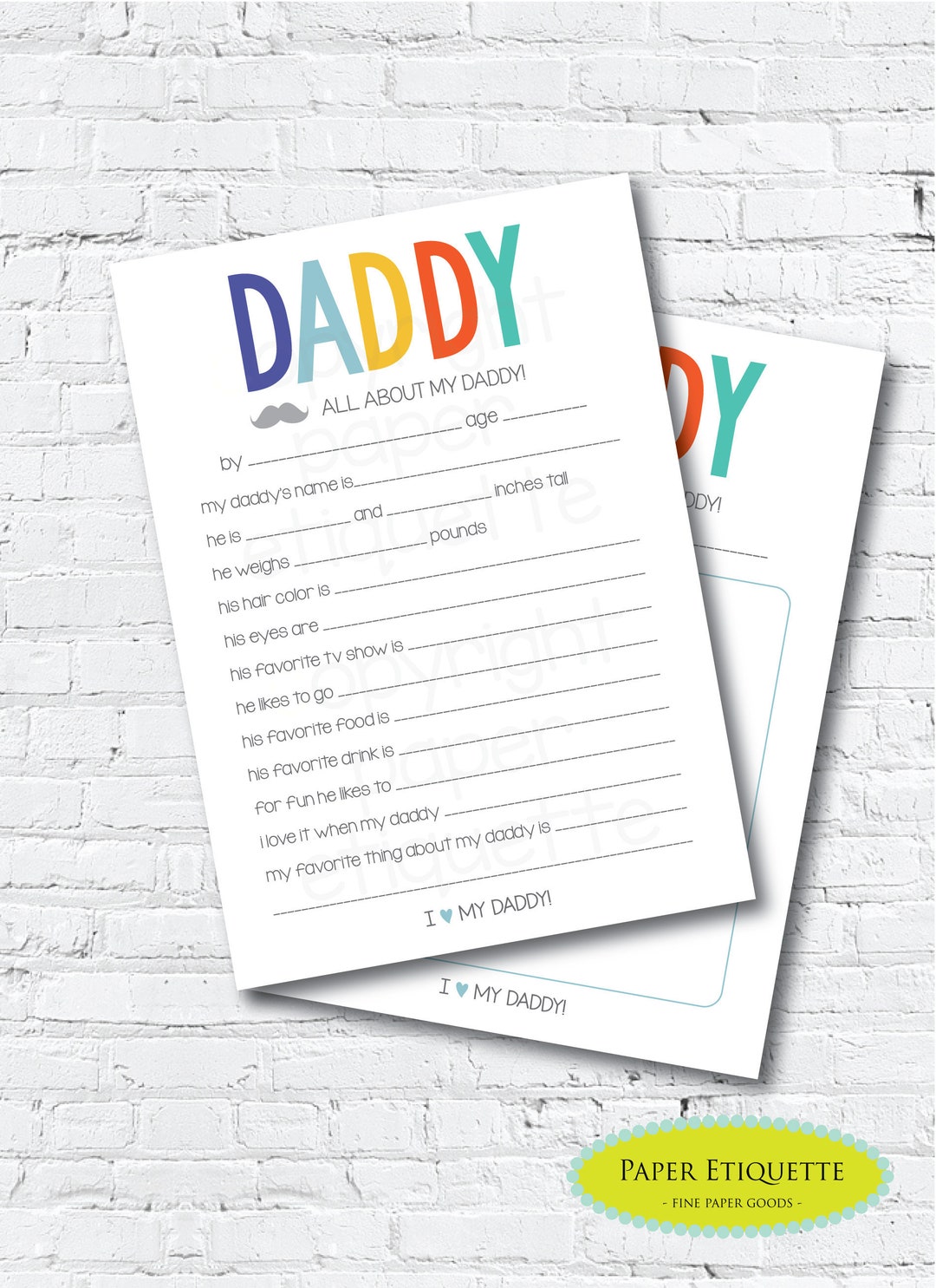 All About Daddy Father's Day Printable Father's Day - Etsy