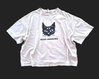 Handprinted Become Unmanageable Cat T-shirt