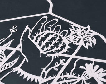 Babies (Handmade papercut artwork in frame)