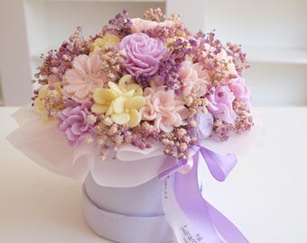 Geurkaarsen, bloemenbox, kaarsendoos, bloemenbox met kaarsen, sojakaarsen, als cadeau, bloemenbox met kaarsen, cadeau voor haar