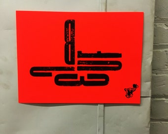 Hand-Printed Art - Neon Typography ORIGINAL (red) - BFUJ3