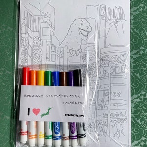 Colouring Page Japan Vacation Shinjuku Tokyo Landmark Original Art DIY Kit Kids, Artists, Creative Party Fun Gift Idea image 2