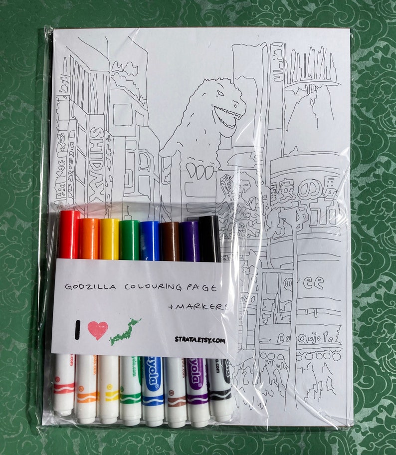 Colouring Page Japan Vacation Shinjuku Tokyo Landmark Original Art DIY Kit Kids, Artists, Creative Party Fun Gift Idea image 2