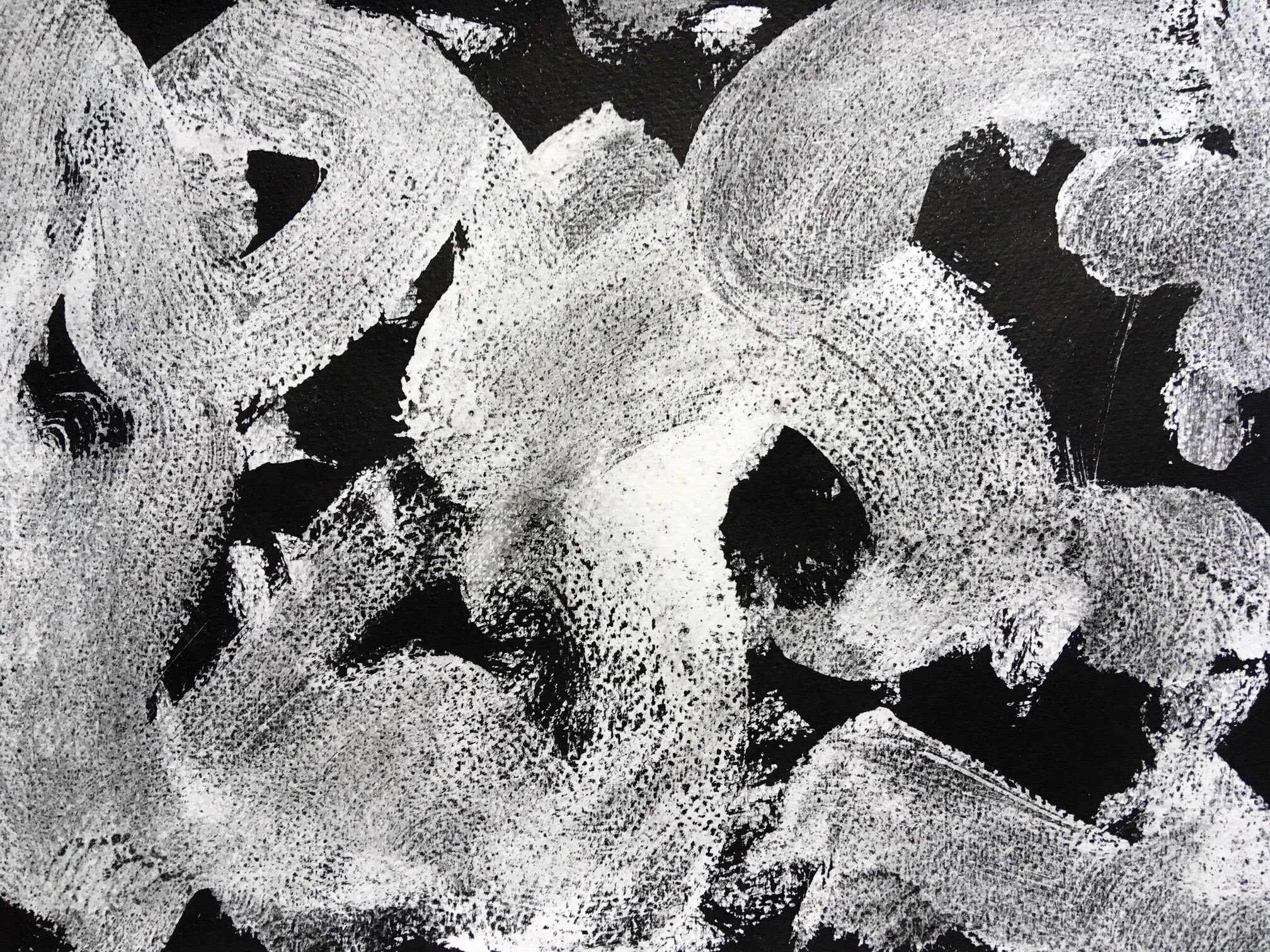 Ink Study - Black and White - Fine Art Original Painting - Gestural Brush Strokes - Beautiful Texture - Monochromatic - Eight