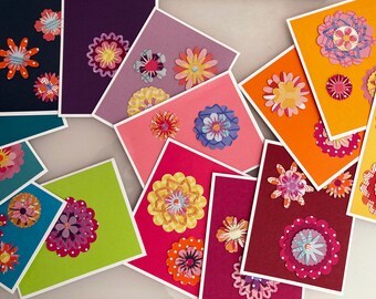 Spring Flower Card - Vibrant, Layered, Stunning Paper Flowers - Blank Inside - Greeting, Birthday, Note, Thank You Card - Bright Colours