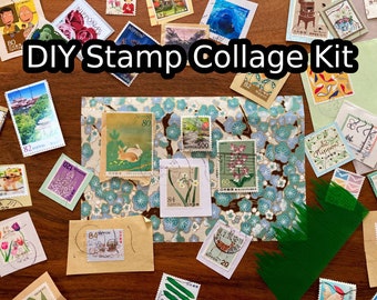 DIY Kit - Make your own Japanese Stamp Collage - Postal Stamps from Japan - Mix and Match - Creative, Educational, Artistic, Fun Gift idea!
