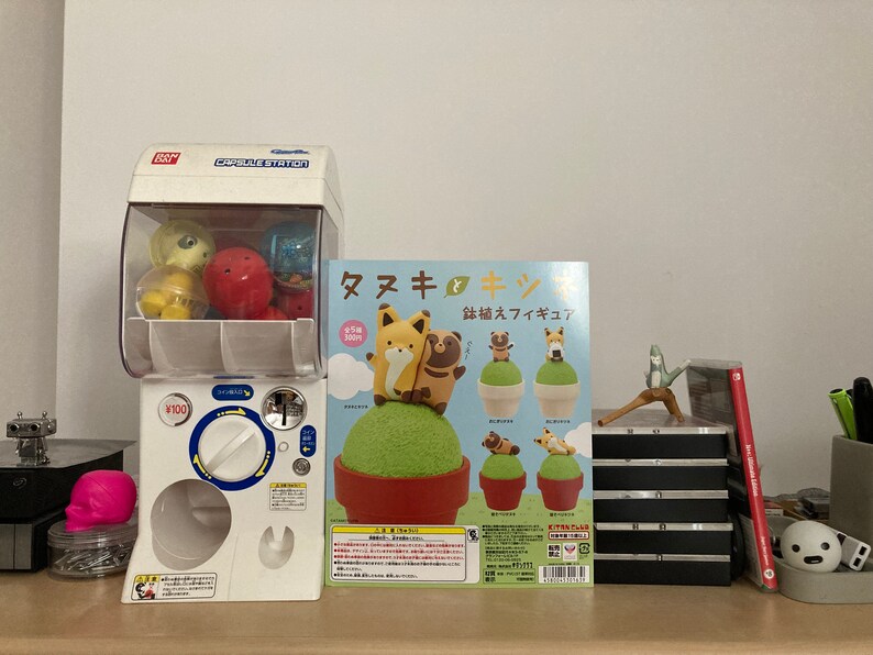 Tanuki And Fox Poster Gacha Machine Poster I Love Japan Etsy Ireland