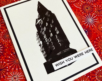 Wish You Were Here - Nakagin Capsule Tower Greeting Card - Miss You - Thinking of You - sentiment - Blank Inside - architecture - unique