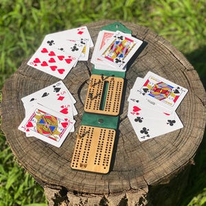 Personalized Leather Travel Cribbage Board: Compact Camping Card Game | Mini Pocket Cribbage