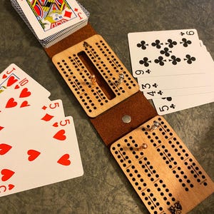 Reisbord op zakformaat met kaarten | Compact Vaderdagcadeau | Mini | Echt leersuède | Kaartspellen
