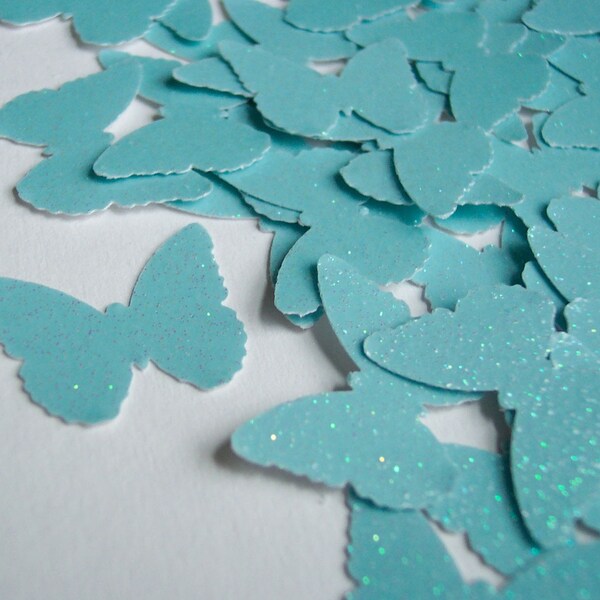 Light Blue Glitter Butterflies- set of 50