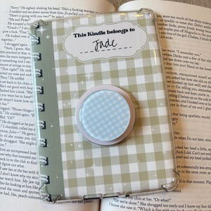 Gingham kindle grips/ blue, pink and green phone grip/ MagSafe grip/ magnetic phone grip/ Gingham print kindle grip / kindle accessories