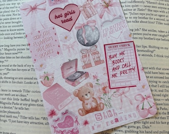 Girly pink Kindle Insert / croquette style /pink theme  /Kindle Insert (Physical) / Kindle Aesthetic / Clear Case Insert / Kindle Stickers