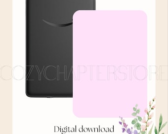 Puede incluir: Imagen que muestra un Kindle negro y un rectángulo rosa claro. El texto "Custom Kindle Design" está en la parte superior y "Digital download" en la parte inferior. Acentos florales de acuarela en la esquina inferior derecha. Descarga digital.