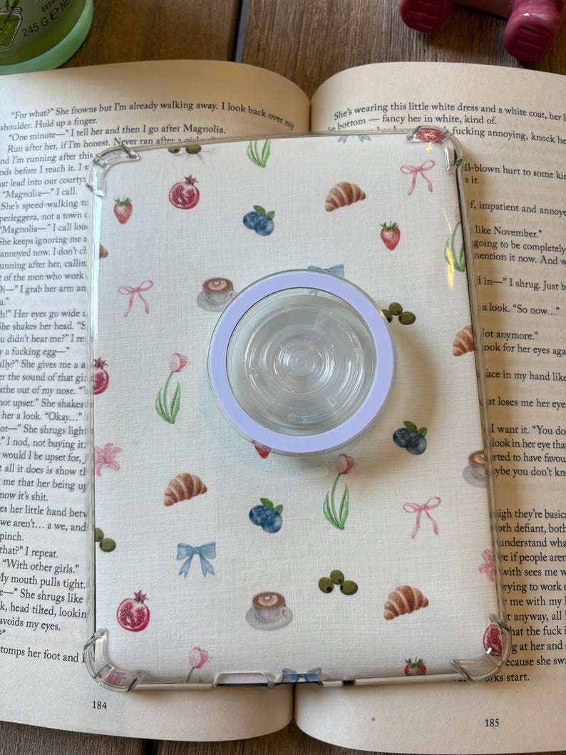 Gingham kindle grips/ blue, pink, green and purple phone grip/ MagSafe grip/ magnetic phone grip/ Gingham print grip / kindle accessories Bild 13