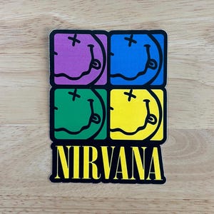 Nirvana Sticker, Smiley Face, Rock and Roll, 90&#39;s Grunge, Waterproof