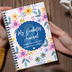 Bloemen diabetesdagboek, diabetesbloedsuikerlogboek, spiraalvormig notitieboekje voor dagelijks diabetesbeheer, wellnessplanner cadeau voor diabetici