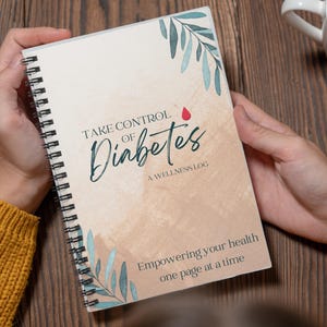 Wellnessdagboek voor diabetesbeheer, dagboek voor symptoomtracker voor diabetes type 1, diabetisch logboekplanner, cadeau voor diabetici