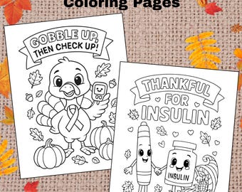 Páginas para colorear sobre la diabetes para el Día de Acción de Gracias: Paquete de actividades de concientización (PDF)