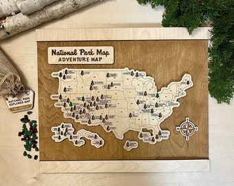 National Park Travel Map Sign Gift for Hikers US Travel Map National Parks Tracker Gift for Outdoor Dad Family Road Trip Custom Hiker Gift