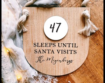 Personalized Custom Christmas Countdown  Sleeps until Santa . Dry Erase Countdown Until Santa Christmas Visits Plaque Children Gift