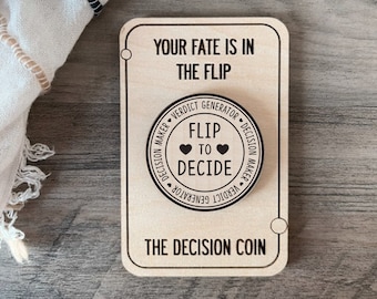 Personalized Decision Maker Coin Wood Valentines Day Gift For Him Argument Solver Couples Date Night Flip Coin 5th Anniversary Wood Gift